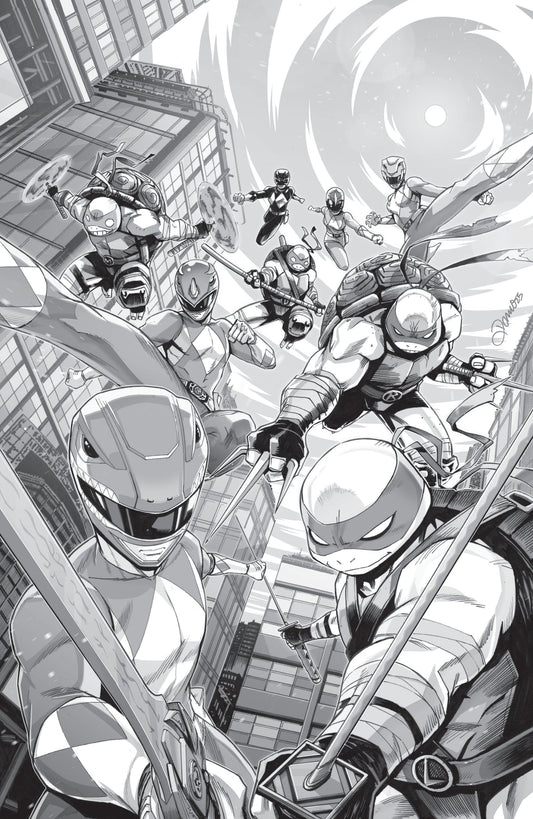 Mighty Morphin Power Rangers/Teenage Mutant Ninja Turtles, Vol. 3 #1G (1:10 Ratio B&W Virgin variant)