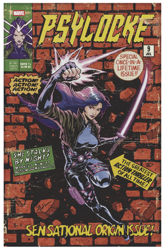 Psylocke, Vol. 2 #9B (Retro Vision variant)
